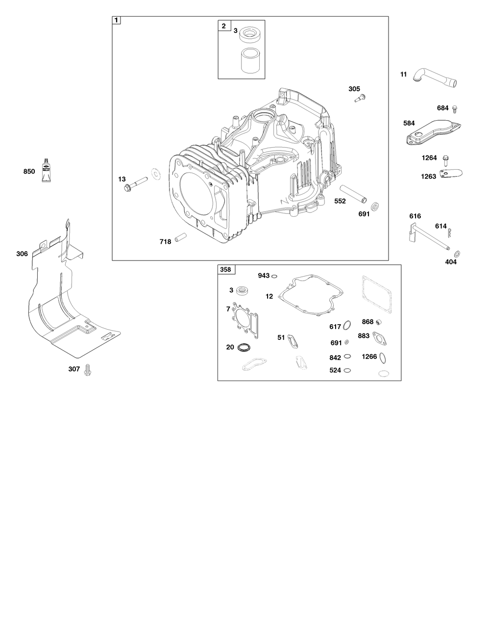 Cylinder Group Diagram and Parts List for 31S977-0012-B5 200000 - 399999 Briggs and Stratton Engine